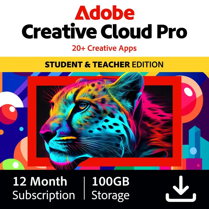 Adobe Creative Cloud Pro Student & Teacher version 100GB - 1 User - 1 Year - (Windows/Mac)