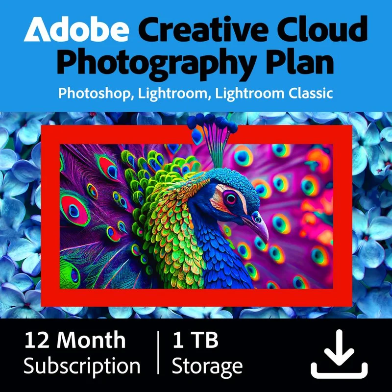 Adobe Creative Cloud Photography Plan 1TB Cloud Storage 1 User - 1 Year - (Windows/Mac) - NL