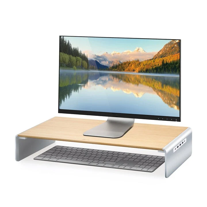 j5create Holz-Monitorständer mit Docking Station