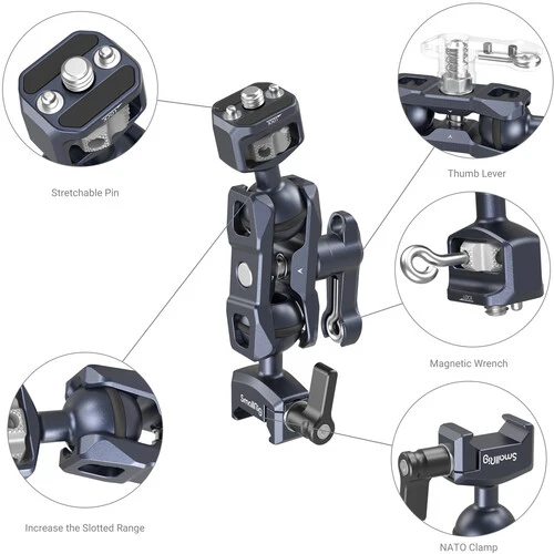 SmallRig Magic Arm with Dual Ball Heads (1/4”-20 Screw and NATO Clamp) 3875