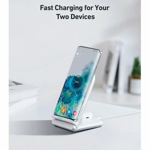 Aukey Aircore 2-in-1 Wireless Ladeständer weiß