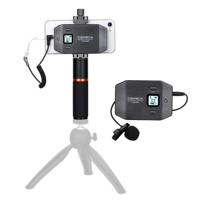 Comica UHF 6-Kanal Mini&Flexibles Funkmikrofon mit abnehmbarem normalen Griff