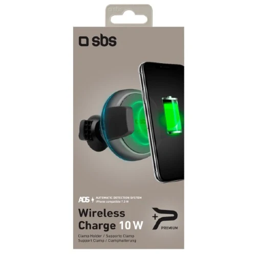 SBS Wireless Clamp Rundtelefon Autohalter Qi Ladegerät 10W