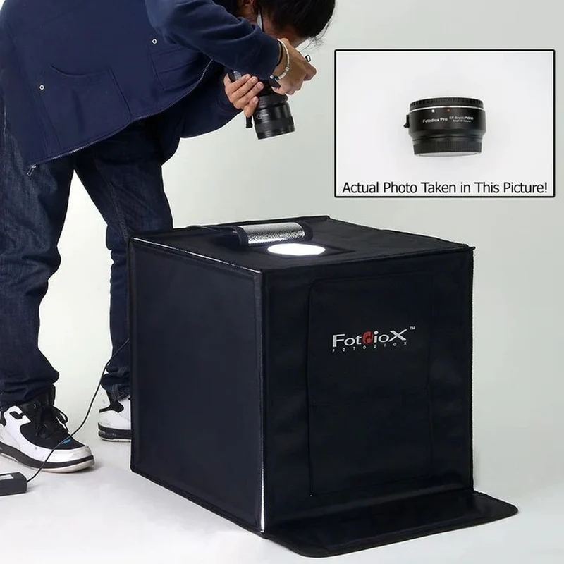 Fotodiox Pro LED Studio-in-a-Box for table photography - Includes light tent, integrated LED lighting, carrying bag and four backgrounds