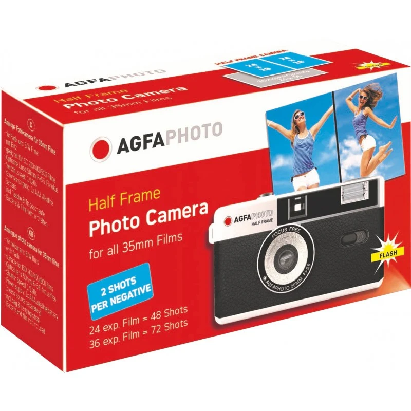 AgfaPhoto Reusable Half Frame Photo Kamera, schwarz, Analog