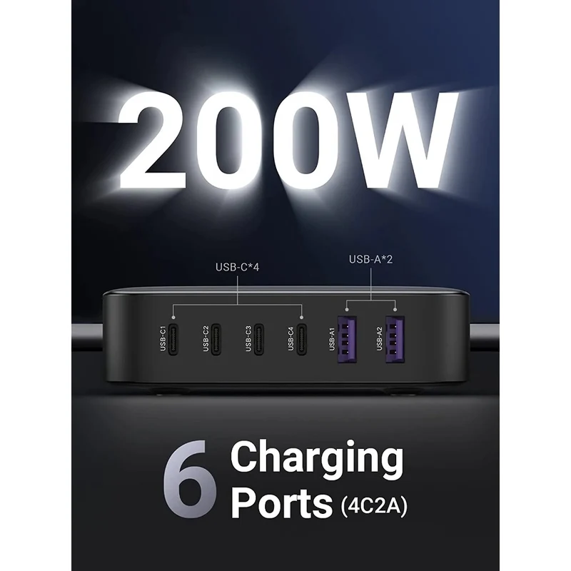 Ugreen 40914 GaN 200W Desktop Charger (6 port)