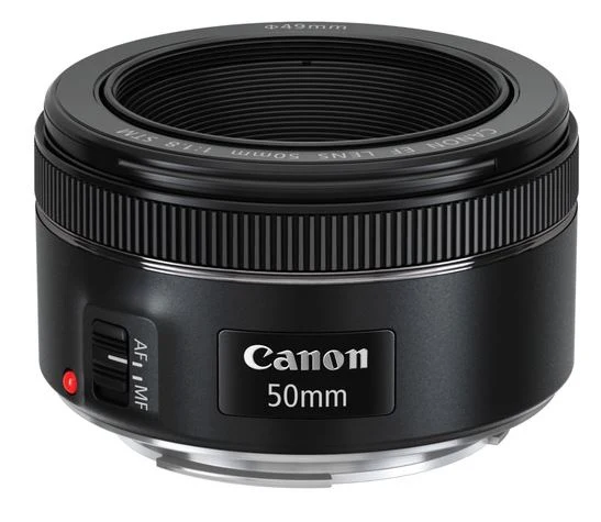 Canon EF 50mm f/1.8 STM + lens hood + protection filter + lens cloth