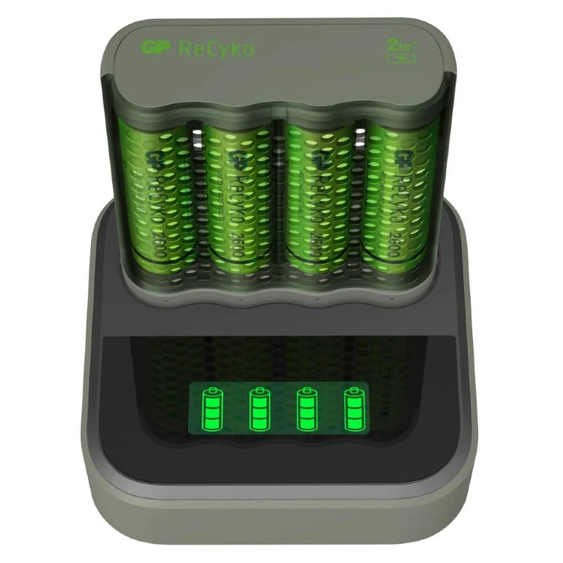 GP M451 USB battery charger + 4x ReCyko AA 2600mAh batteries + docking station