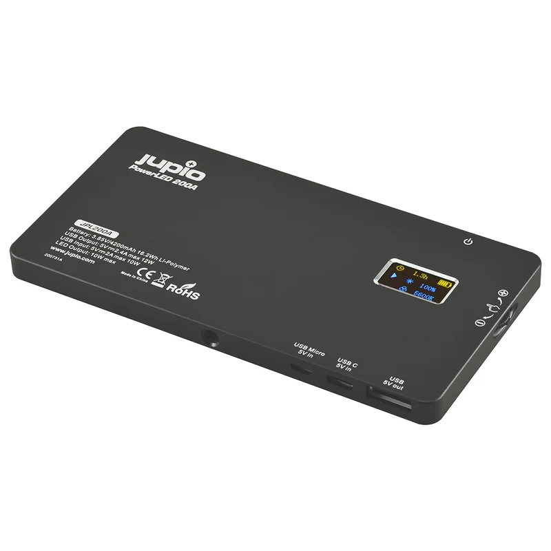 Jupio PowerLED 200 mit Eingebauter Powerbank Aluminium
