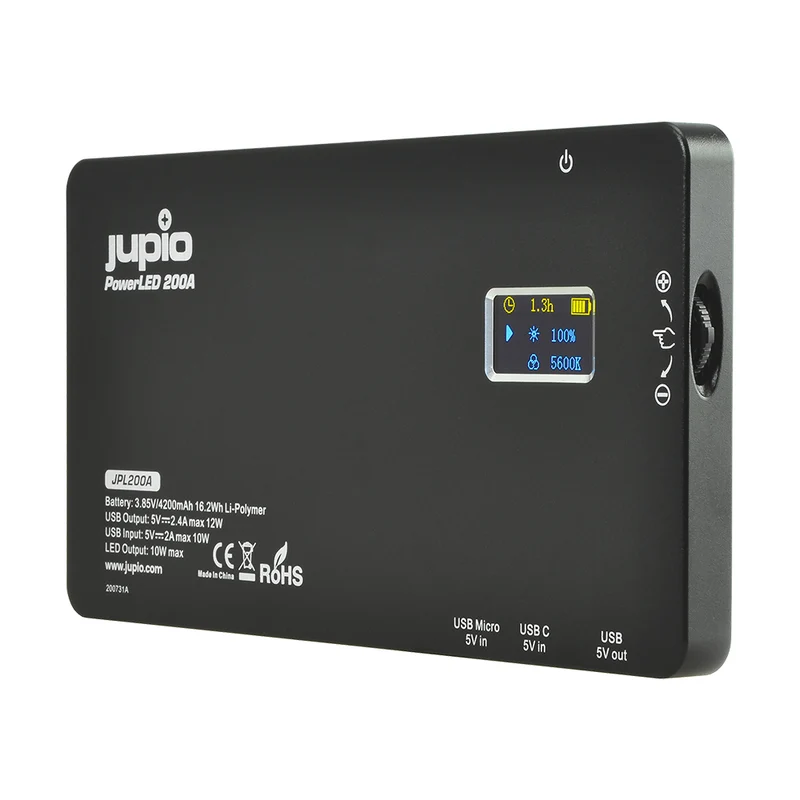 Jupio PowerLED 200 mit Eingebauter Powerbank Aluminium