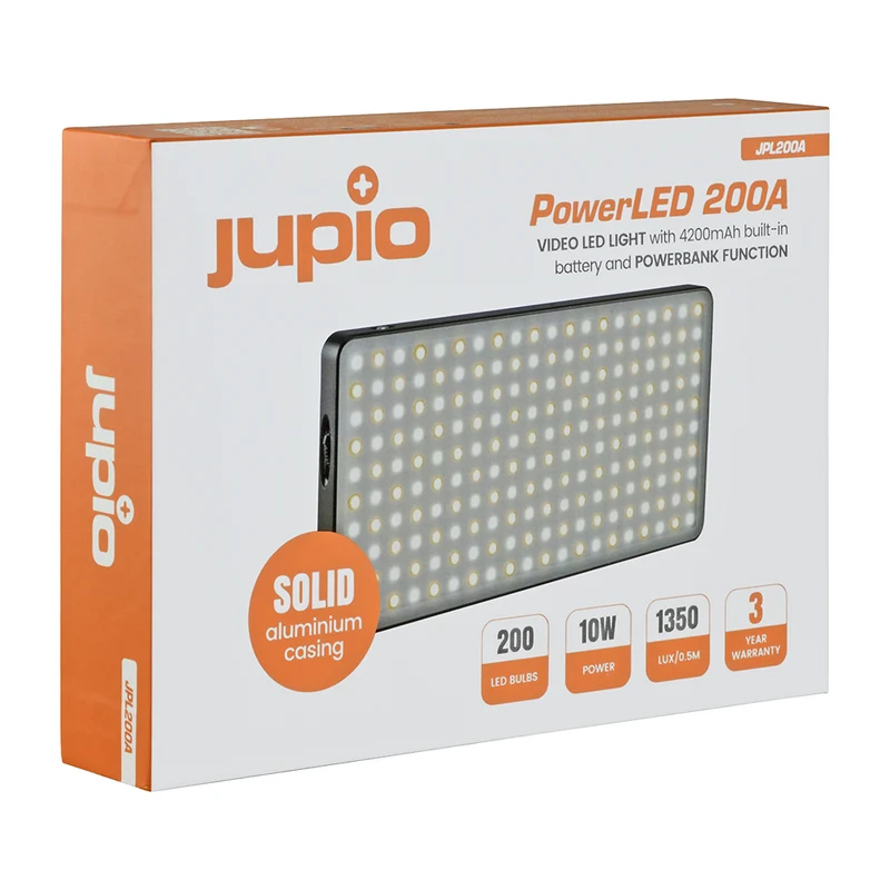 Jupio PowerLED 200 mit Eingebauter Powerbank Aluminium