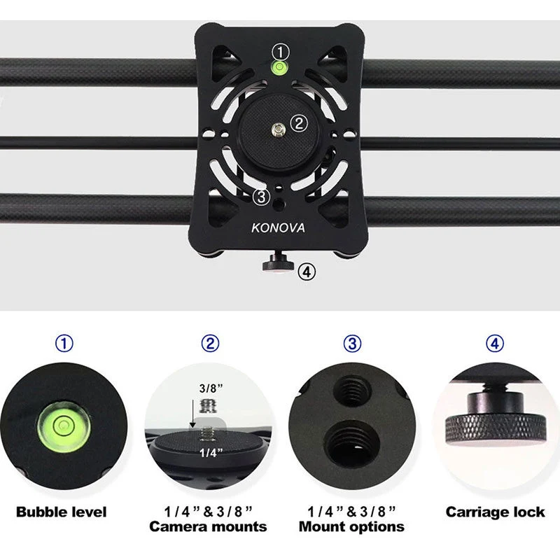 Konova P1 120cm Carbon Camera Slider (w/ KMS-S2)