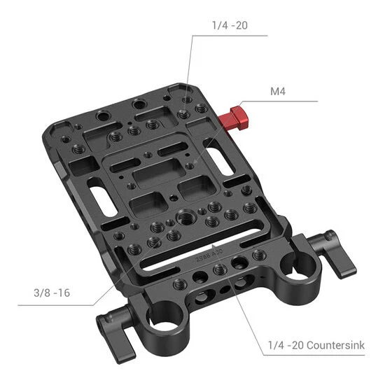 SmallRig V-Mount-Batterieplatte mit doppelter 15-mm-Stabklemme 3016