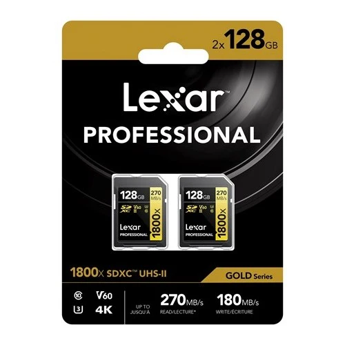 Lexar Professional SDXC 128GB BL 1800x UHS-II V60 Gold 2-Pack