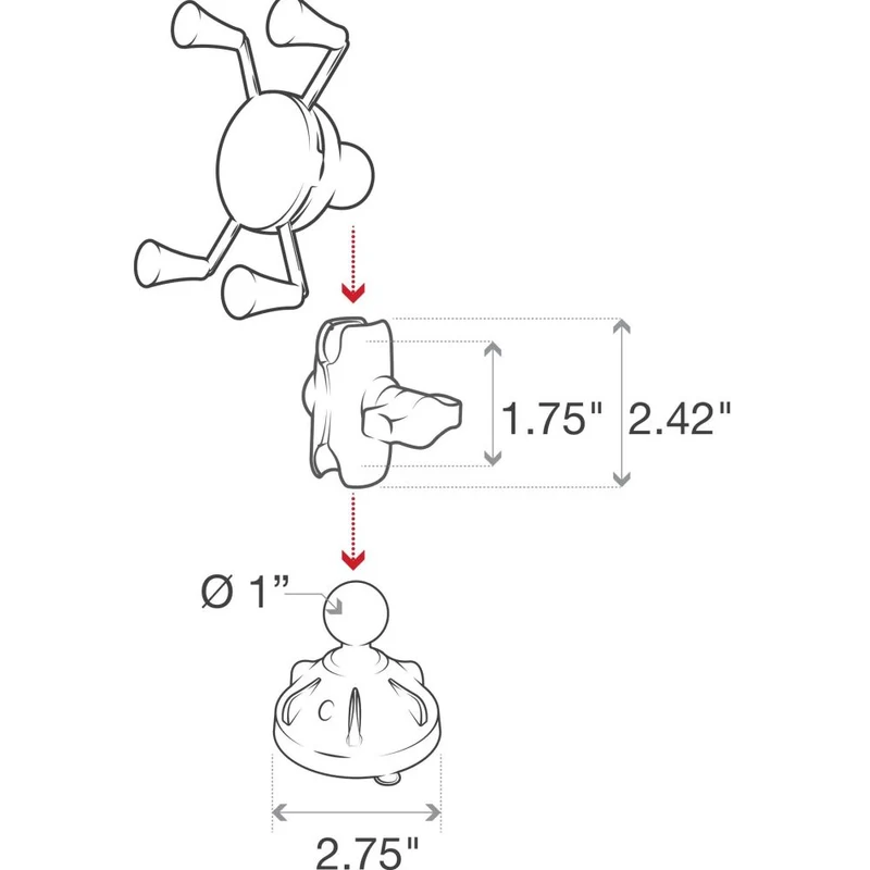 Ram Mounts Unpd W Short Arm Suction X-Grip