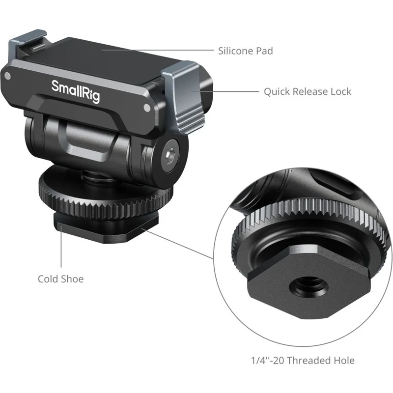 SmallRig 5436 Schnellspanner-Unterstützung für DJI Osmo Action 5 Pro / 4 / 3 mit Cold Shoe Adapter