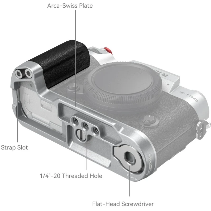 SmallRig 4713C L-förmige Montageplatte mit Silikongriff für FUJIFILM X-T50, silber