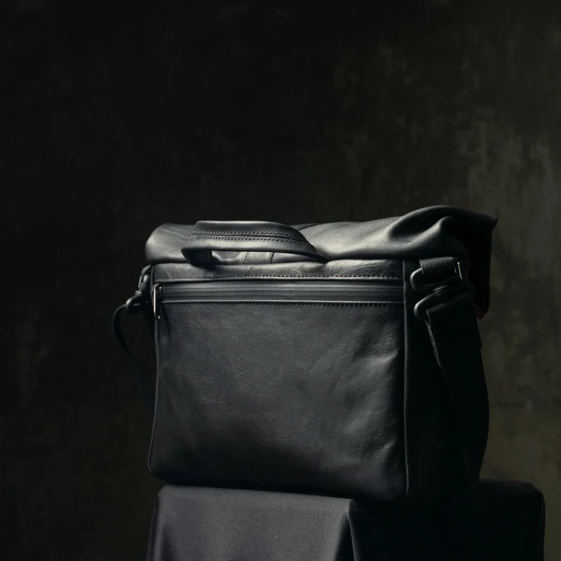 Wotancraft Pilot Reisekameratasche 7L - schwarzes Leder