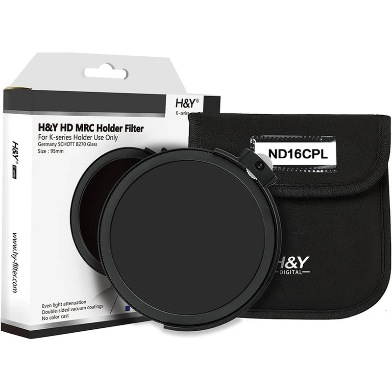 H&Y K-Series ND16 + circular polariser HD MRC 95mm drop-in holder filter