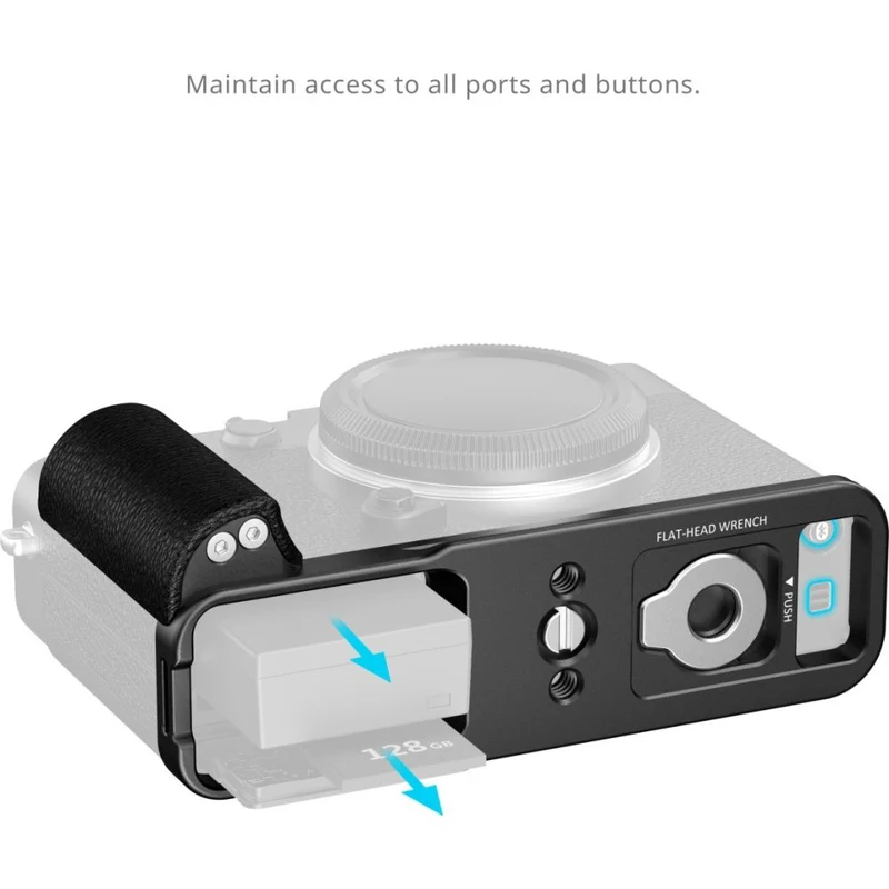 SmallRig 5448 L-förmige Montageplatte mit Silikongriff für Fujifilm X-E5, schwarz