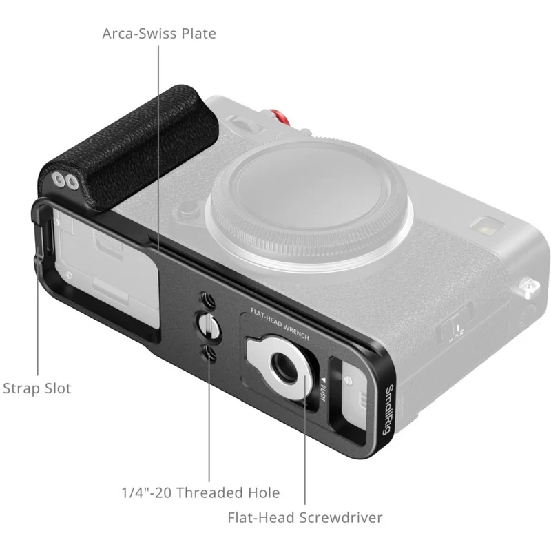 SmallRig 5448 L-förmige Montageplatte mit Silikongriff für Fujifilm X-E5, schwarz