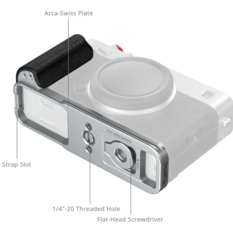 SmallRig 5447 L-Shaped Mount Plate with Silicone Handle for Fujifilm X-E5, silver