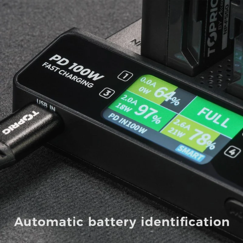 Accsoon TopRig 100W 4-Bay NP-F Fast Charger