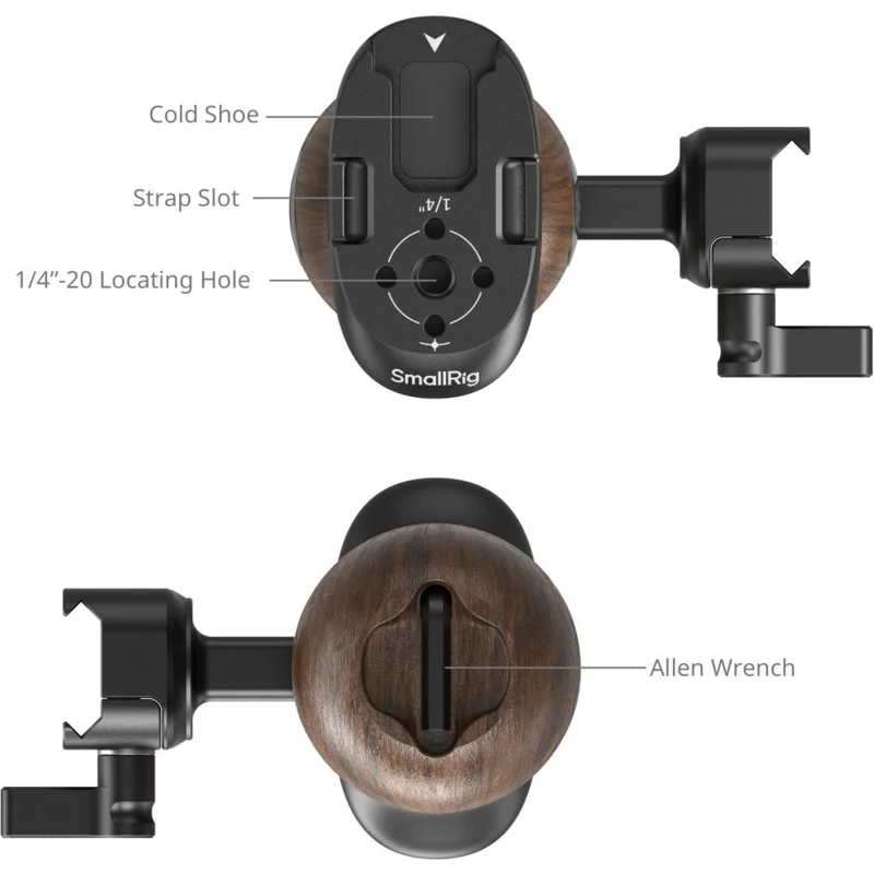 SmallRig 5239 Wooden Side Handle with NATO Clamp