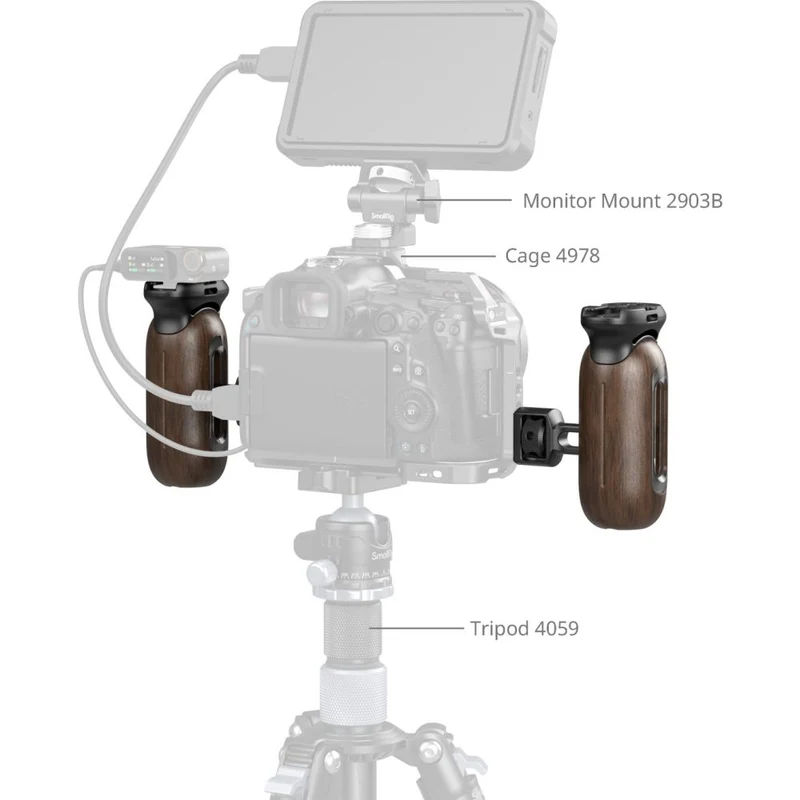 SmallRig 5238 Wooden Side Handle with 1/4"-20 & 3/8''-16 ARRI Locating Screws