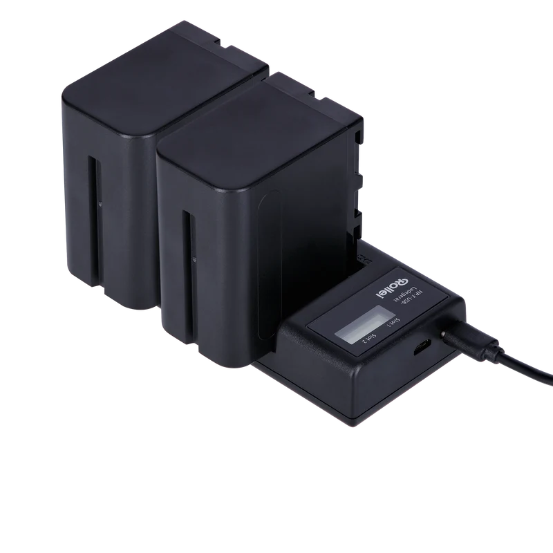 Bundle Ladestation inkl. 2x NP-F Akku mit USB-C | versch. Kapazitäten