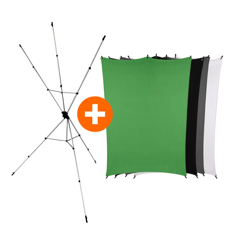 Bundle X-Drop Hintergrund-System + Hintergrund 2,1 x 1,5 m